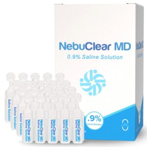 NebuClear MD - 0.9% Saline Solution for Nebulizer to Moisturize Airways - Sodium Chloride 0.9% for Ear, Nose & Nasal Cleanse for Adults and All Ages - 100ml / 3.89 fl oz - in 20 vials